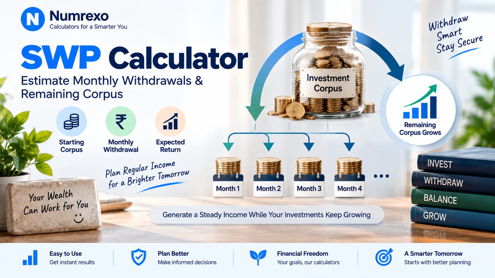 SWP Calculator: Calculate Monthly Withdrawals & Remaining Investment Corpus